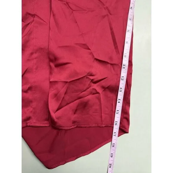 Andrea lyamah Red Vana Satin Button-Front Shirt.Saks Fifth Avenue. Sz S. NWT - Picture 3 of 13